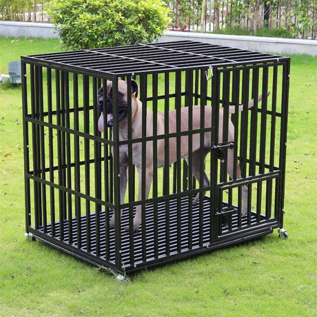 Heavy Duty Chew-Resistant Iron Dog Crate With Wheels - Omega Lifestyles