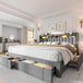 Upholstered Bed Frame with Storage Drawers - Omega Lifestyles