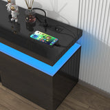 Modern 66-Inch High Gloss LED TV Stand With Power Outlet