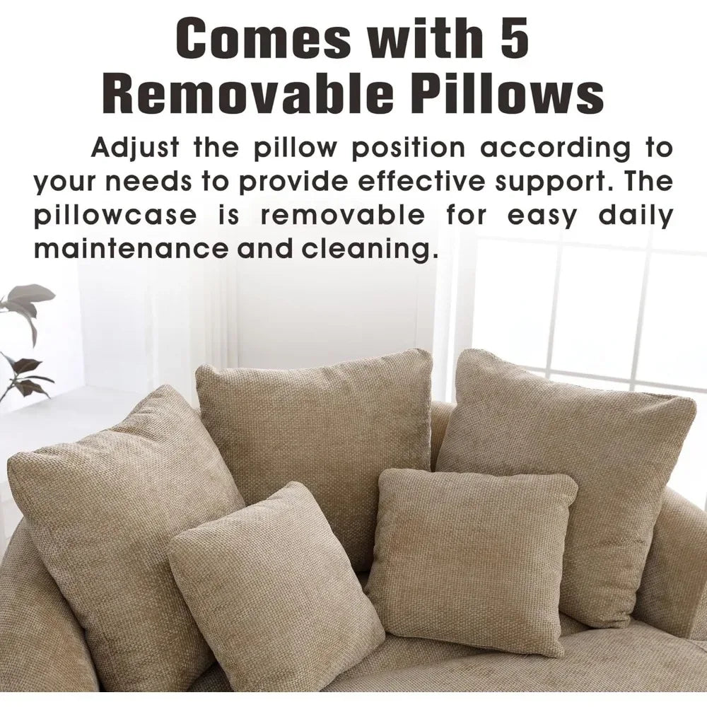 Oversized Round Barrel Chenille Fabric Accent Chair With Ottoman - Omega Lifestyles