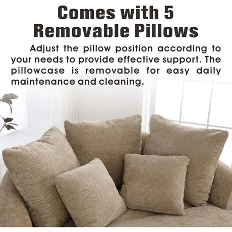 Oversized Round Barrel Chenille Fabric Accent Chair With Ottoman - Omega Lifestyles