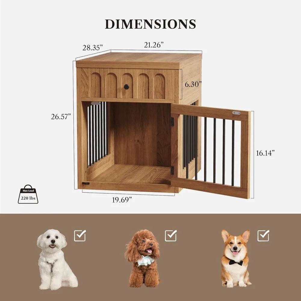 Indoor Wooden Dog Crate With Storage Drawer End Table - Omega Lifestyles