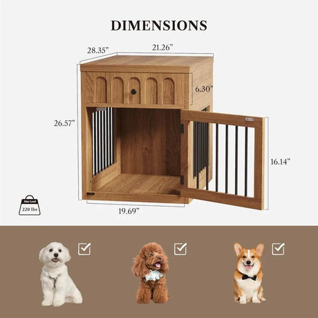 Indoor Wooden Dog Crate With Storage Drawer End Table - Omega Lifestyles