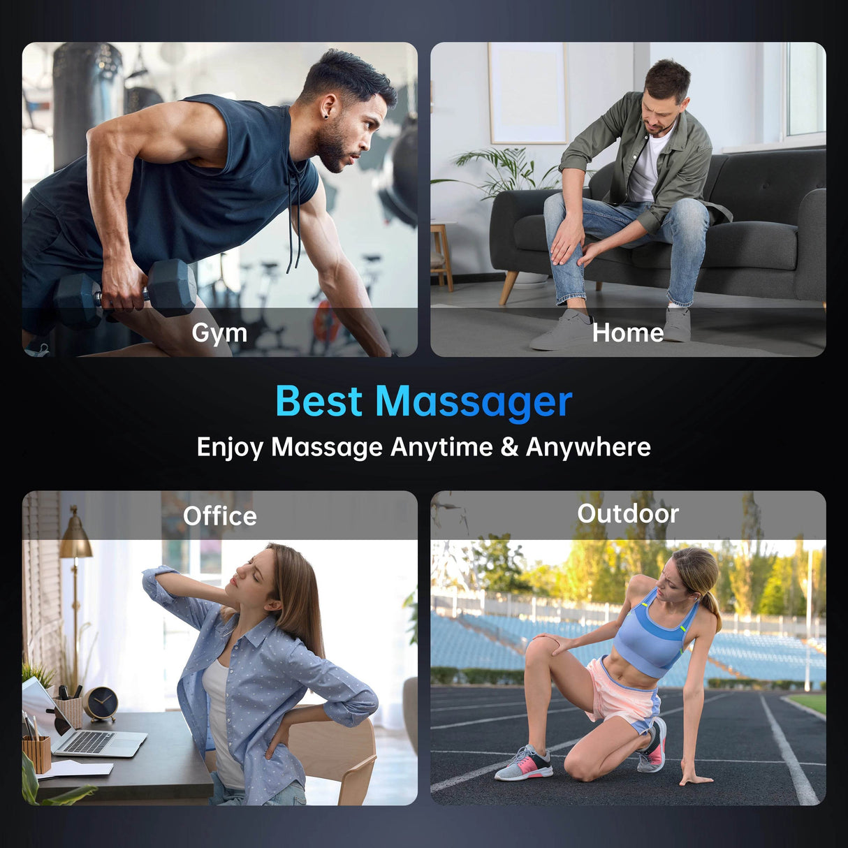 4-Head Deep Tissue Massage Gun with 3 Speed Levels - Omega Lifestyles