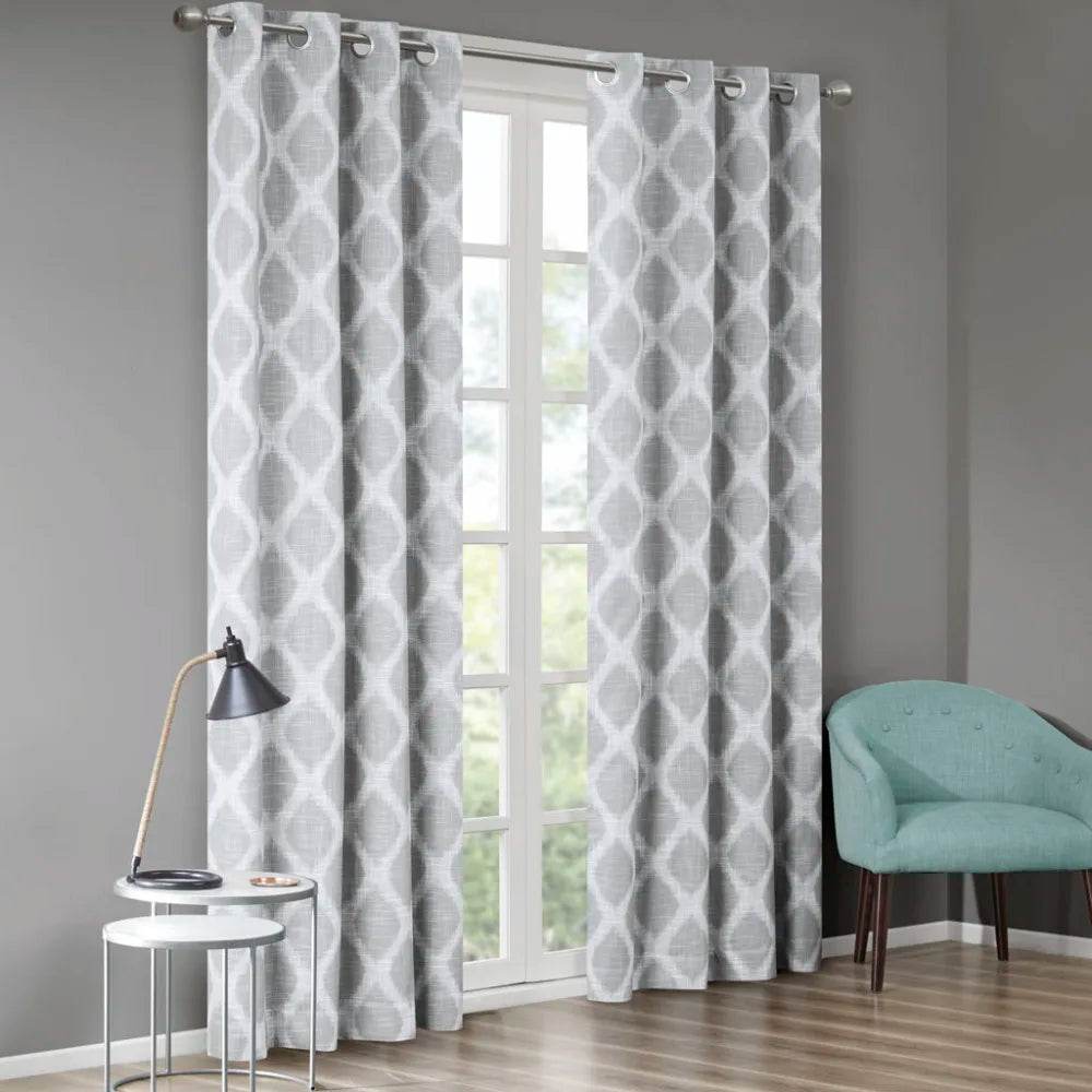 Printed Ikat Blackout Privacy Curtain Panel 50x84-Inch