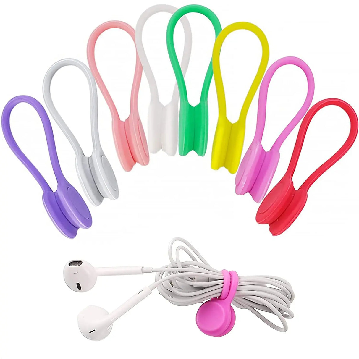 Set of 6 Silicone Reusable Cable Twist Ties Organizer