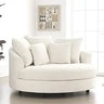Oversized Round Barrel Chenille Fabric Accent Chair With Ottoman - Omega Lifestyles