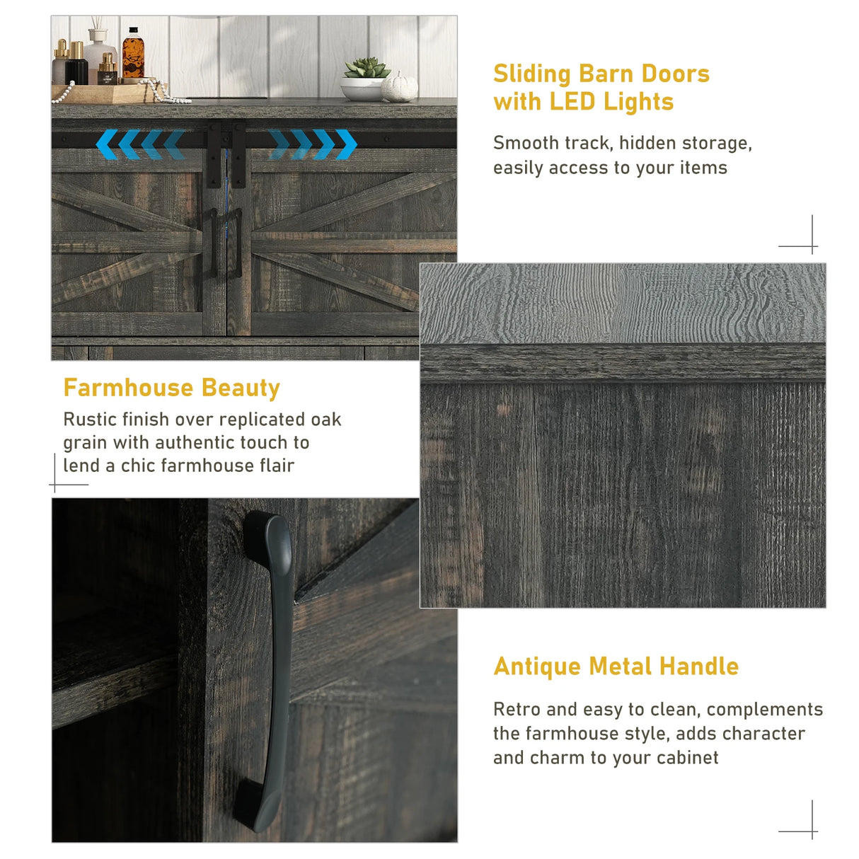 Modern Farmhouse Wood Storage Cabinet With Charging Station