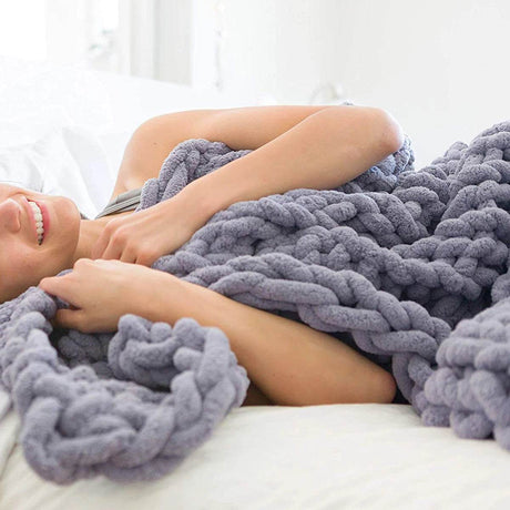 Chunky Knitted Chenille Blanket - Sleep Galleria