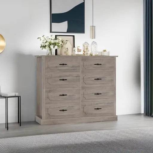 Modern Farmhouse 8-Drawer Wood Dresser - Omega Lifestyles