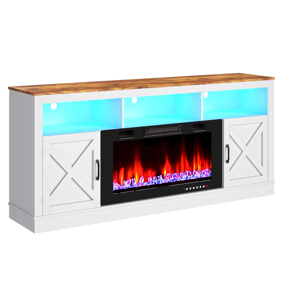 Farmhouse Living Room Fireplace TV Stand Console