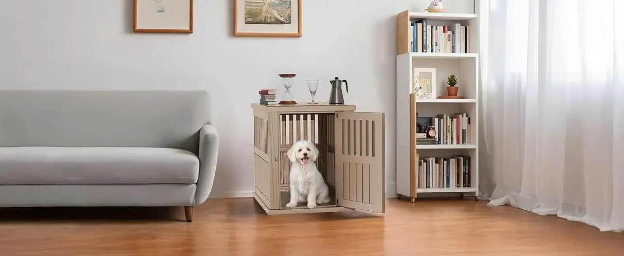 Lockable Resin Dog Crate End Table Nightstand - Omega Lifestyles