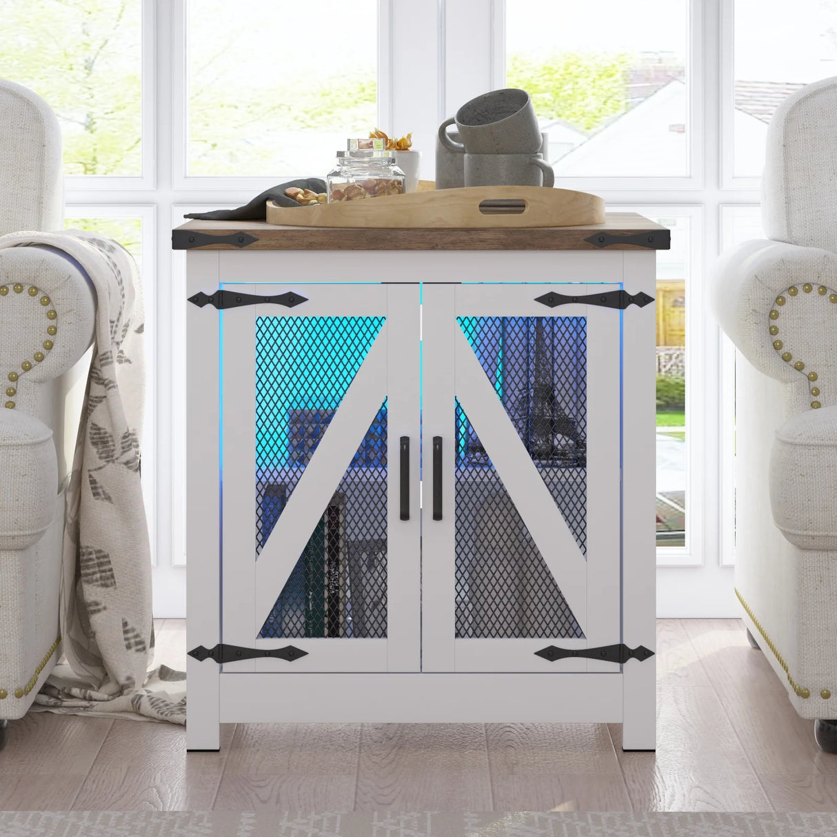 24-Inch Farmhouse Industrial End Table With Charging Station