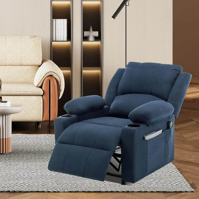 Power Recliner Chair Upholstered Heated Massage - Omega Lifestyles