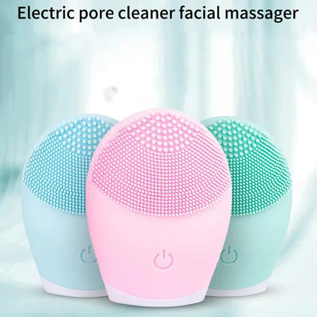 Silicone Electric Facial Cleanser Ultrasonic Massager Brush - Omega Lifestyles