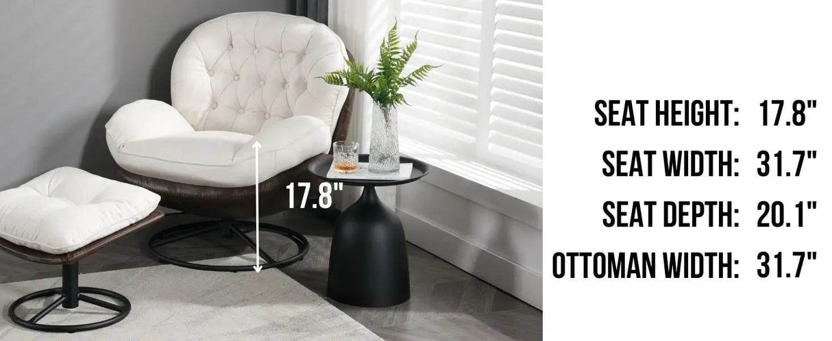 Cream Linen Mid Century Swivel Accent Chair - Omega Lifestyles