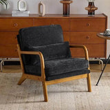 Mid-Century Modern Chenille Armchair with Lumbar Pillow - Omega Lifestyles