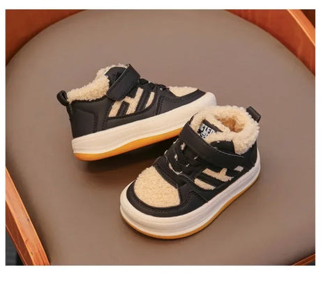Children Plush Anti-Skid Cotton Leather Winter Sneakers - Omega Lifestyles