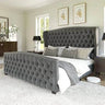 Velvet Upholstered Platform Bed Frame With Wingback Headboard - Omega Lifestyles