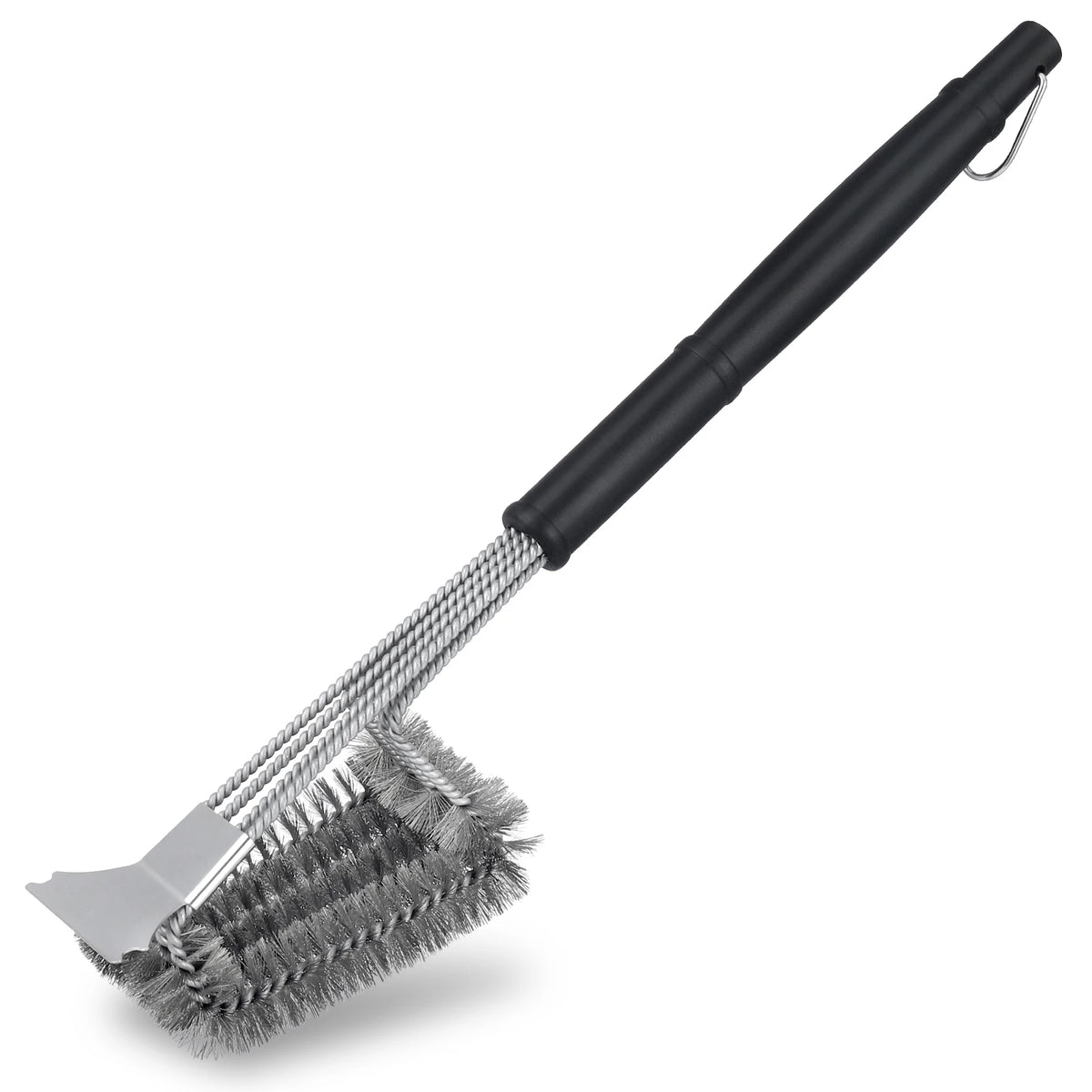 Stainless Steel Grill Brush With Scraper And Scrubber