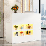 Modern LED Reception Desk With Storage Cabinets and Power Outlets