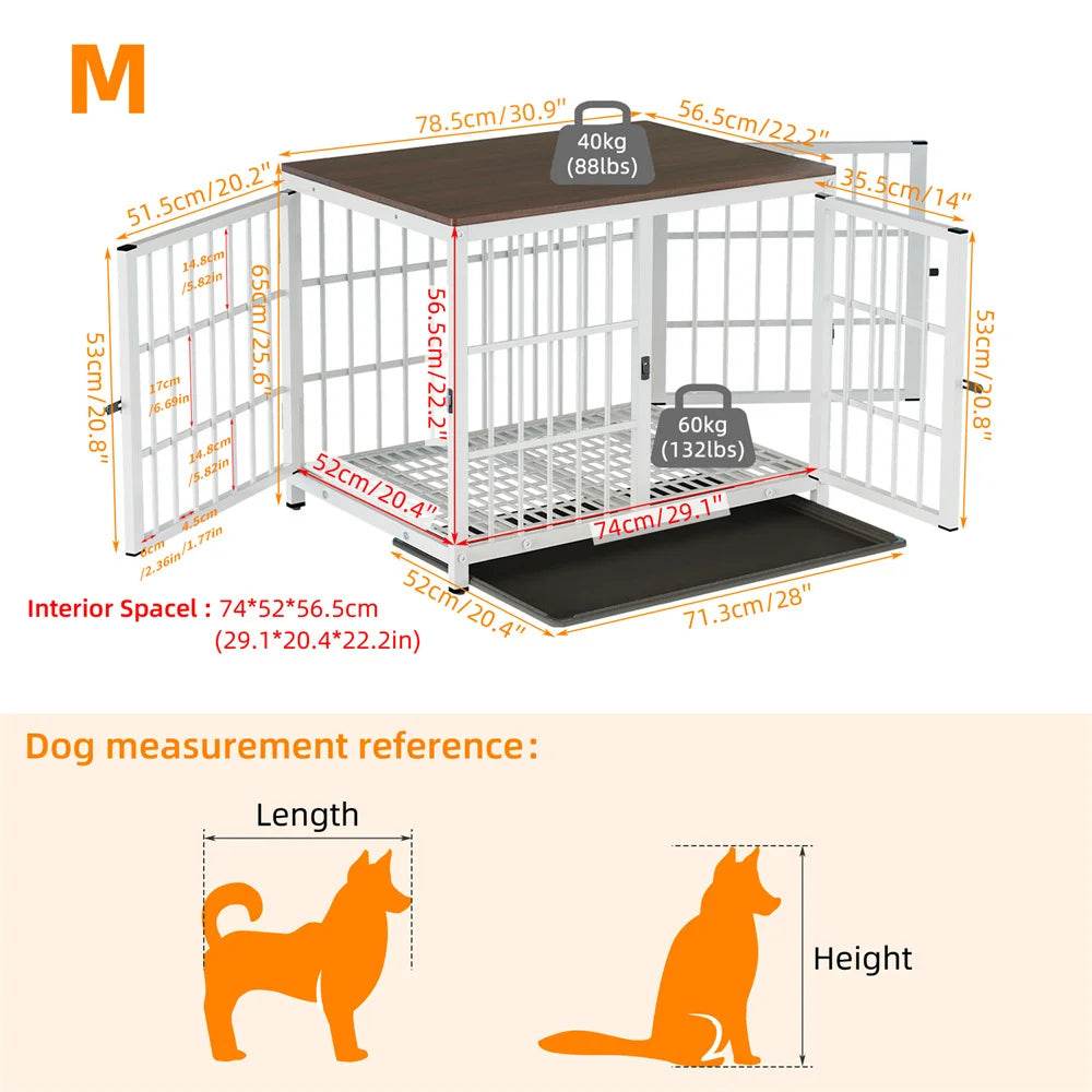 Multifunctional Wooden Dog Crate With Removable Tray - Omega Lifestyles