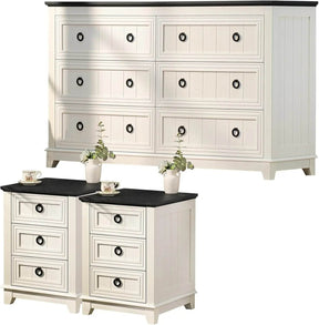 Farmhouse 3-Piece Dresser And Nightstand Set - Omega Lifestyles