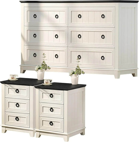 Farmhouse 3-Piece Dresser And Nightstand Set - Omega Lifestyles