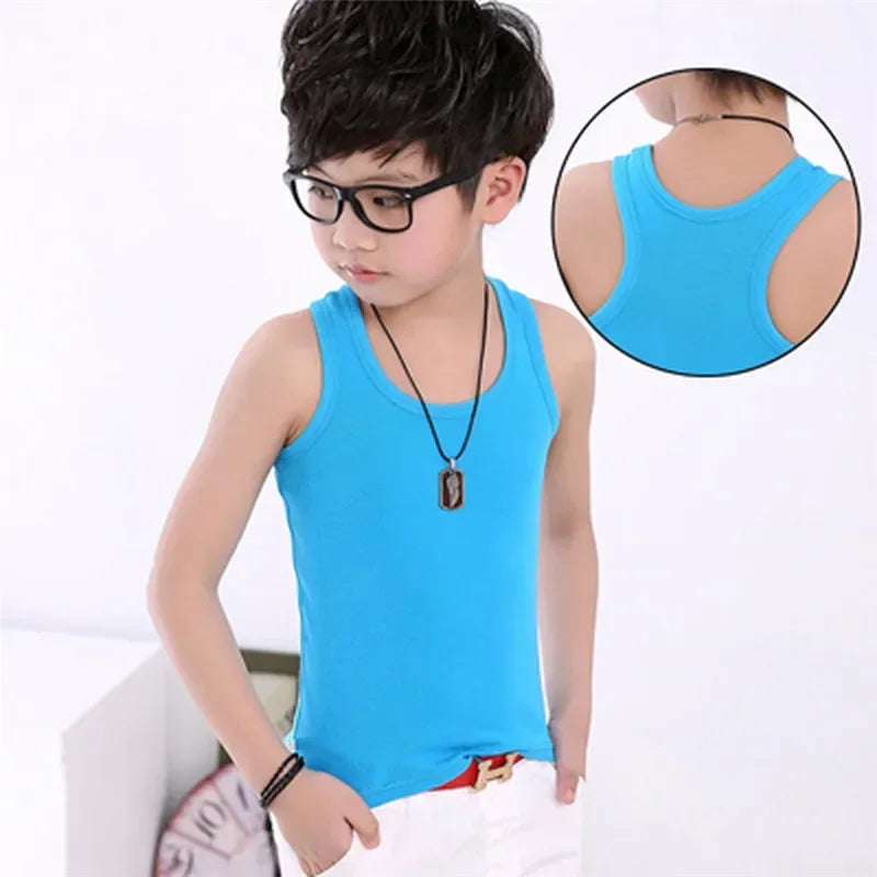Kids Cotton Sleeveless Casual Vest Top - Omega Lifestyles
