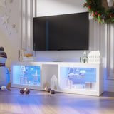Modern 63-Inch Adjustable LED TV Stand With Storage Shelves