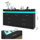 Modern 7-Drawer Wooden Dresser With LED Light