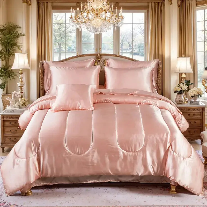 3-Piece Reversible Silky Satin Comforter Bedding Set - Omega Lifestyles