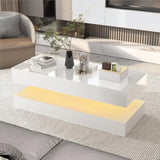 Modern LED High Glossy Wood Coffee Table With Storage