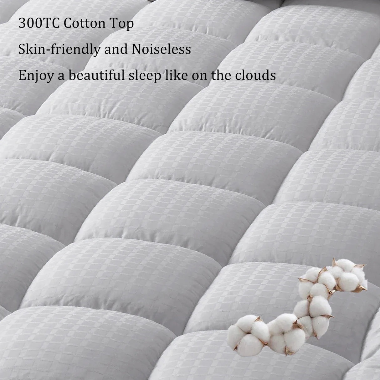 300TC Cotton Pillow Top Breathable Mattress Topper Twin - Omega Lifestyles