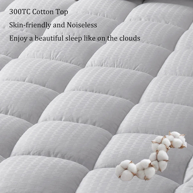 300TC Cotton Pillow Top Breathable Mattress Topper Twin - Omega Lifestyles