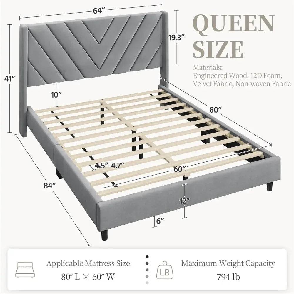 Upholstered Wing Side Bed Frame - Omega Lifestyles