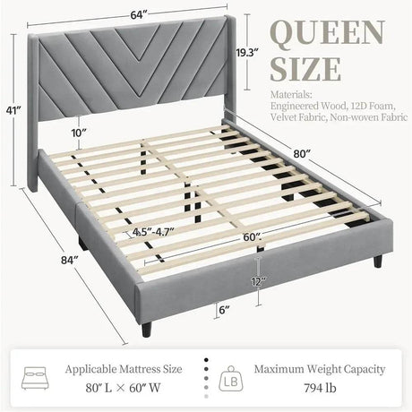 Upholstered Wing Side Bed Frame - Omega Lifestyles