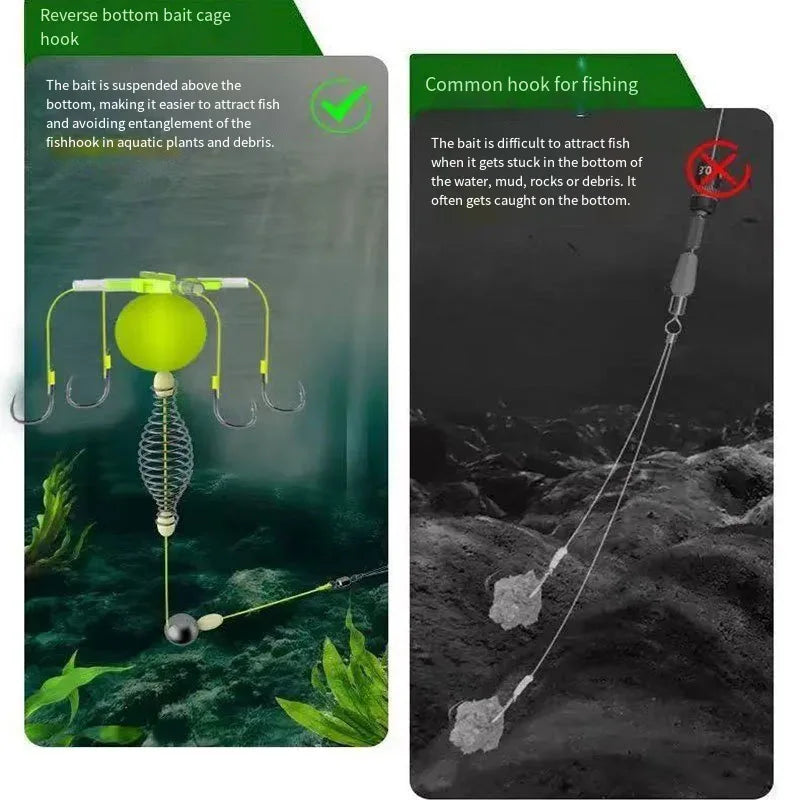 Set of 2 High Carbon Steel Explosion Hook Fishing Bait Cages - Omega Lifestyles