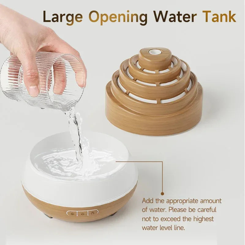 Ultrasonic Wood Grain Aroma Diffuser With Colorful LED Light - Omega Lifestyles