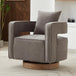 Boucle Upholstered Swivel Accent Chair With Pillow - Omega Lifestyles