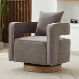 Boucle Upholstered Swivel Accent Chair With Pillow - Omega Lifestyles
