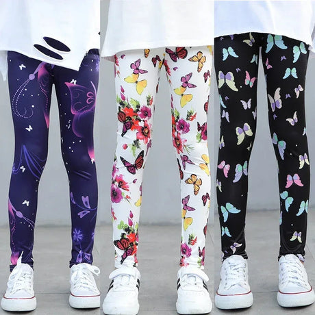 Girls Printed Cotton Polyester Stretch Leggings - Omega Lifestyles