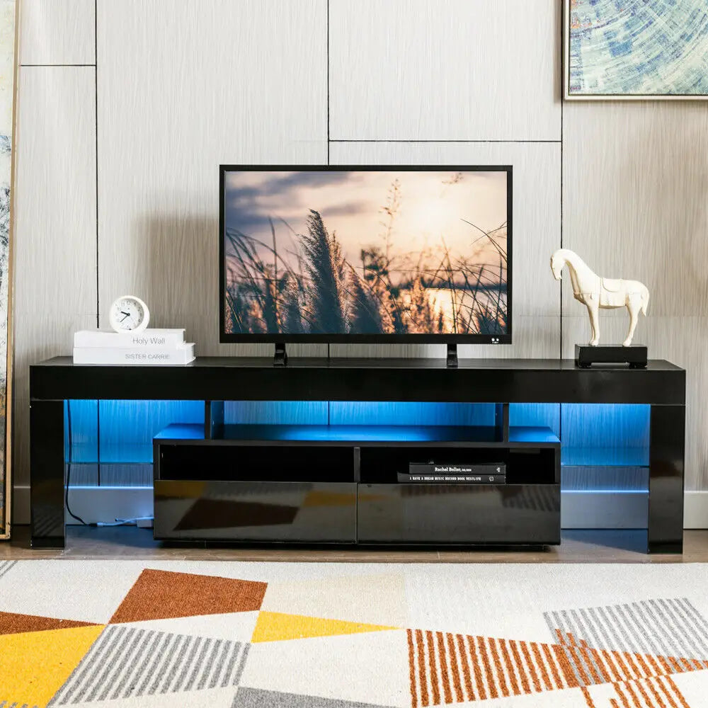 Modern 63-Inch Wooden TV Stand With RGB LED Lights