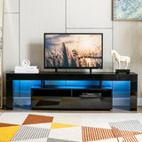 Modern 63-Inch Wooden TV Stand With RGB LED Lights