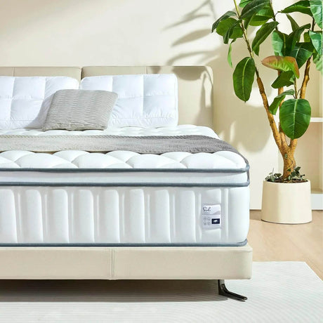 14 Inch Queen Size Hybrid Mattress with Cooling Gel and Individual Pocket Springs for Motion Isolation & Edge Support, Medium Fi - Sleep Galleria