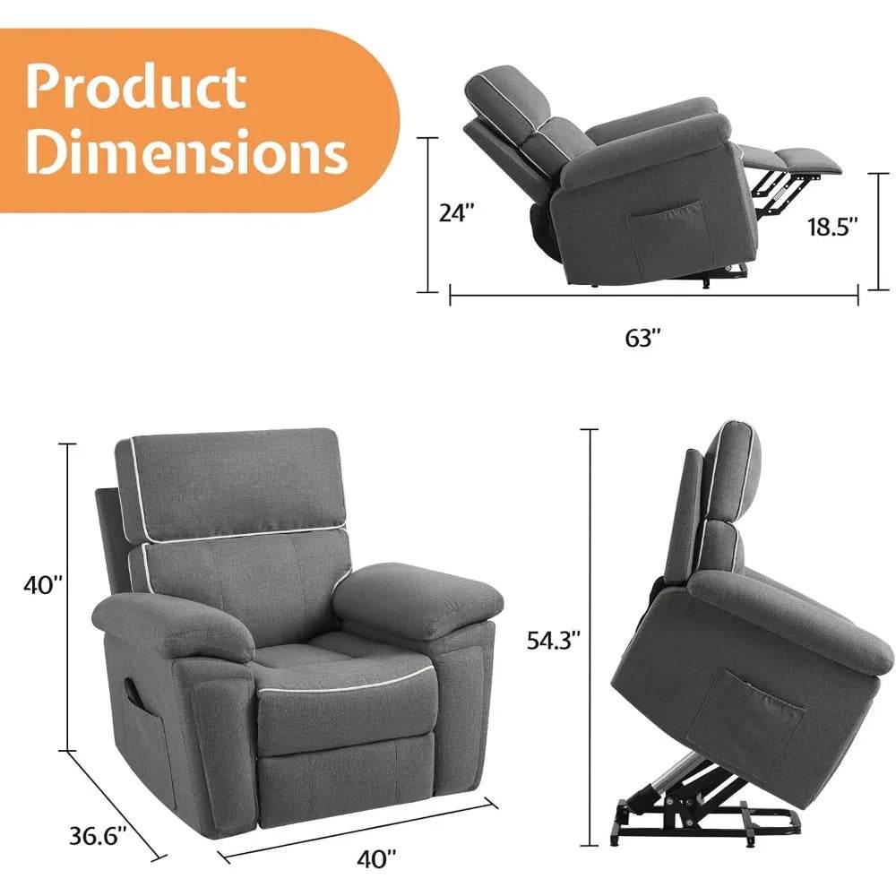 Electric Overstuffed Power Lift Recliner Chair - Omega Lifestyles