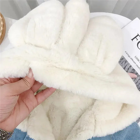 Kids Winter Cotton Polyester Hooded Rabbit Ear Coat - Omega Lifestyles
