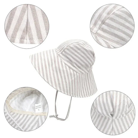 Cotton Linen Baby Kids Summer Sunhat With Wide Brim - Omega Lifestyles