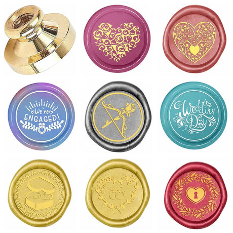 Wedding Heart Pattern Removable Brass Wax Seal Stamp - Omega Lifestyles