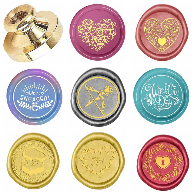 Wedding Heart Pattern Removable Brass Wax Seal Stamp - Omega Lifestyles